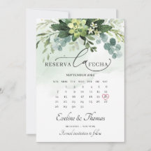 Elegant Boho grüne Succulents reserva la fecha