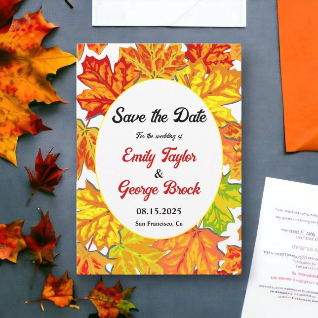 Elegant Boho Herbstlaubs Country Floral Wedding Save The Date (Von Creator hochgeladen)