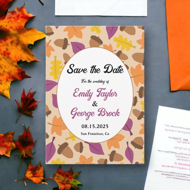 Elegant Boho Herbstlaubs Herbstblütenhochzeit Save The Date (Von Creator hochgeladen)