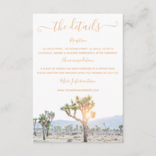 Elegant Boho Joshua Tree Grüne Hochzeit Details Begleitkarte