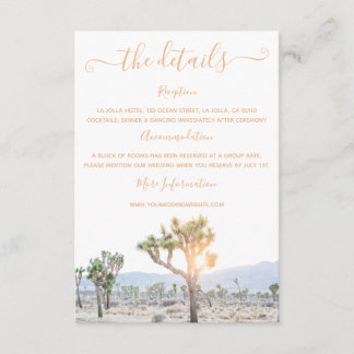 Elegant Boho Joshua Tree Grüne Hochzeit Details Begleitkarte