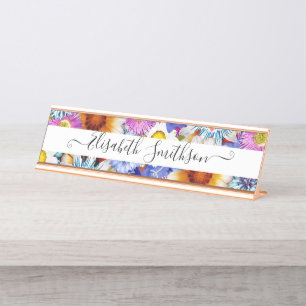 Elegant Boho Liberty Custom Beruflich Floral Schreibtischnamensplakette