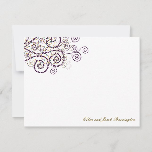 Elegant Boho Lila Spirals Hochzeit Dankeschön Kart Mitteilungskarte (Vorderseite)