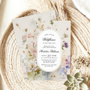 Elegant Boho Little Wildblume Baby Shower Einladung