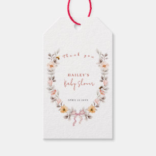 Elegant Boho Little Wildblume Wreath Baby Shower Geschenkanhänger