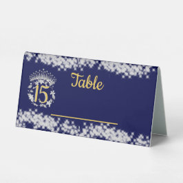 Elegant Boho Marine Silver Quinceañera Spanisch Tischaufsteller