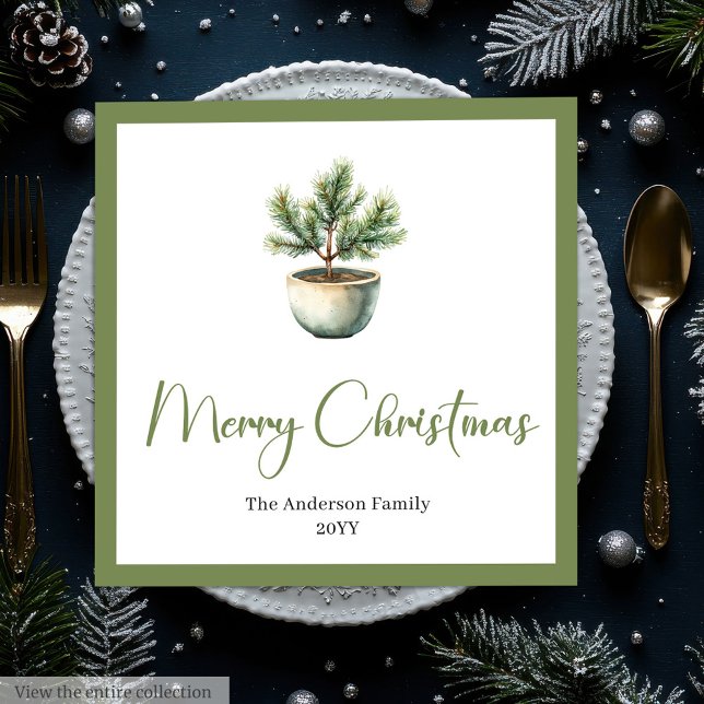 Elegant Boho Minimalist Christmas Tree Table  Serviette (Elegant Boho Minimalist Christmas Tree Table Napkins)