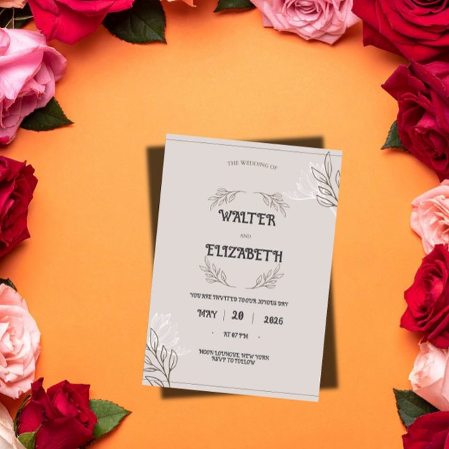 Elegant Boho Minimalist Floral Wedding Invitation (Créateur téléchargé)