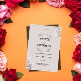 Elegant Boho Minimalist Floral Wedding Invitation Einladung