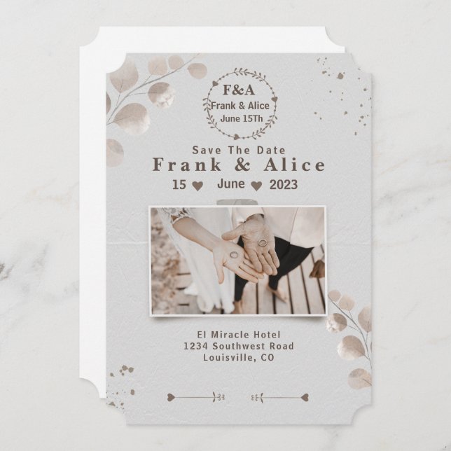 Elegant Boho Modern Save the Date (Vorne/Hinten)