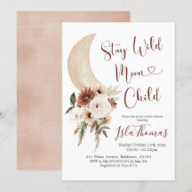 Elégant Boho Moon Baby shower Invitation