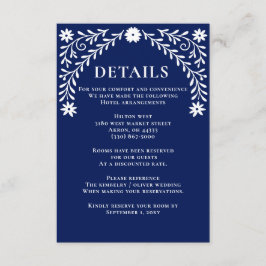 Elegant Boho Navy Floral Wedding Begleitkarte
