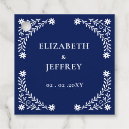 Elegant Boho Navy Floral Wedding Geschenkanhänger
