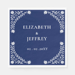 Elegant Boho Navy Floral Wedding Serviette