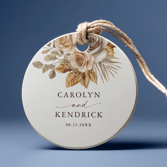 Elegant Boho Neutral Floral Vielen Dank für Ihre H Geschenkanhänger (Von Creator hochgeladen)