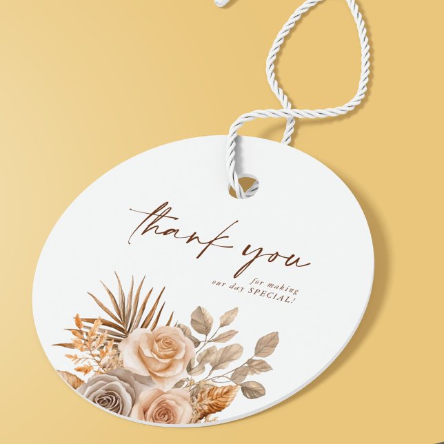 Elegant Boho Neutral Floral Vielen Dank für Ihre H Geschenkanhänger (Von Creator hochgeladen)