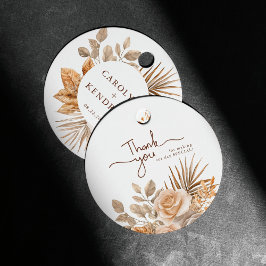 Elegant Boho Neutral Floral Wedding Vielen Dank Geschenkanhänger