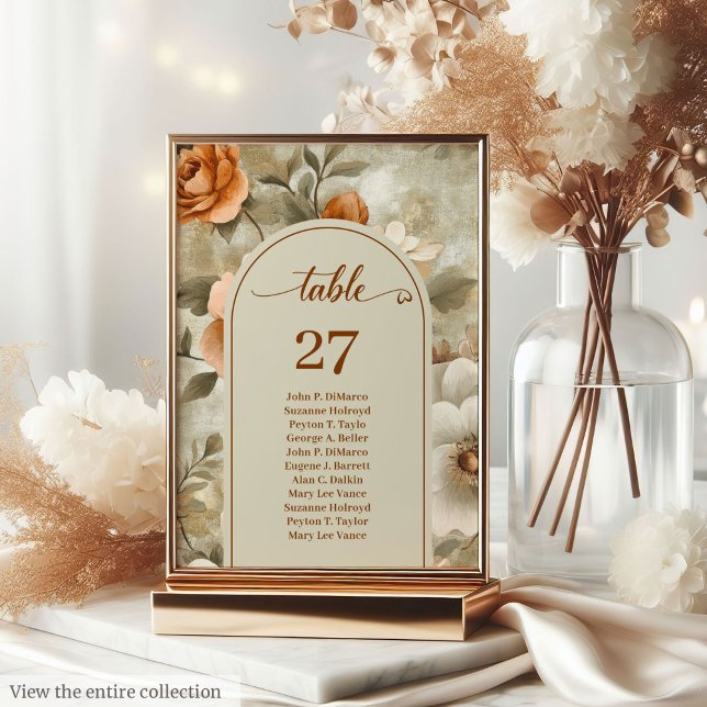 Elegant Boho Neutral Ivory Sage Floral Wedding  Tischnummer (Elegant Boho Neutral Ivory Sage Floral Wedding Table Number

)