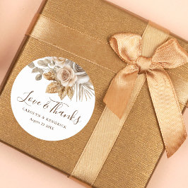 Elegant-Boho-Neutral-Liebe und DankesWedding Runder Aufkleber