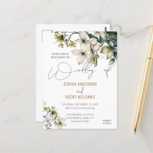 Elegant Boho Niedliche Wildblume Hochzeitskarte Fl Postkarte