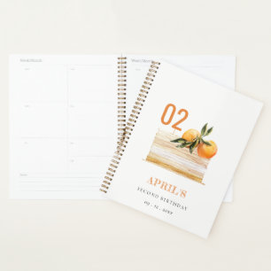 Elegant Boho Orange Fruchtkuchen jedes Alters Gebu Planer