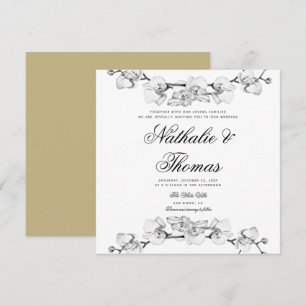 Elegant Boho Orchids Schwarz-weiß Einzigartige Hoc Einladung