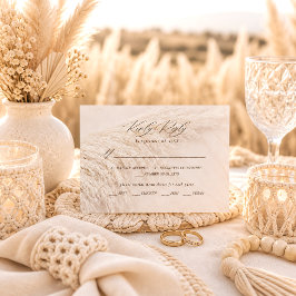Elegant Boho Pampas Grass RSVP Karte