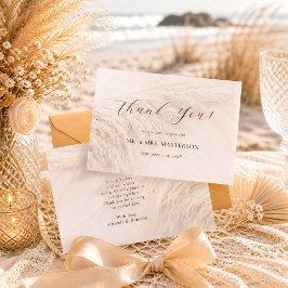 Elegant Boho Pampas Grass Wedding Dankeskarte