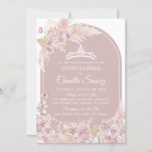Elegant Boho Pink Dusty Quinceañera Einladung