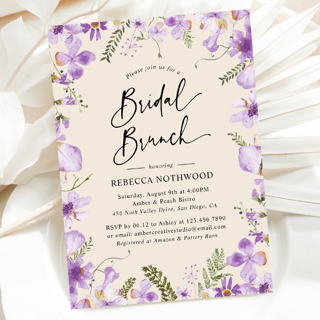 Elégant Boho Purple Bridal Brunch Invitation (Créateur téléchargé)