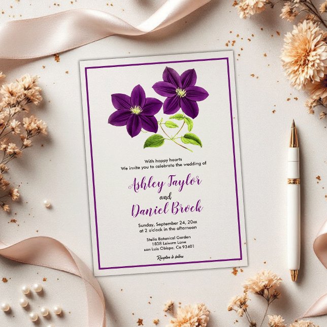 Elegant Boho Purple Flowers Summer Floral Wedding Acryleinladungen (Von Creator hochgeladen)