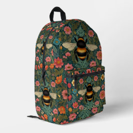 Elegant boho retro bumblebee spring florals  bedruckter rucksack