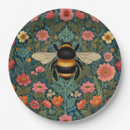 Elegant boho retro bumblebee spring florals  pappteller