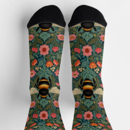 Elegant boho retro bumblebee spring florals  socken
