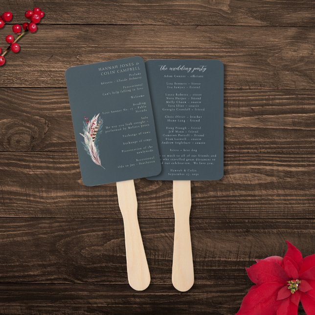 Elegant Boho Rustic Pampas & Pine Green Tan Red Pr Fächer (Von Creator hochgeladen)