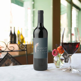 Elegant Boho Rustic Pampas & Pine Green Tan Red Wi Weinetikett