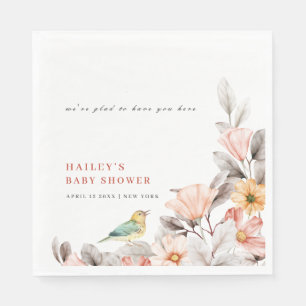 Elegant Boho Rustic Wildblume Baby Shower Serviette