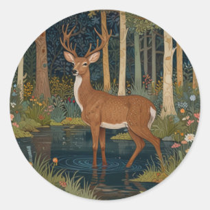 Elegant boho rustikaler Waldhirsch Elch Runder Aufkleber