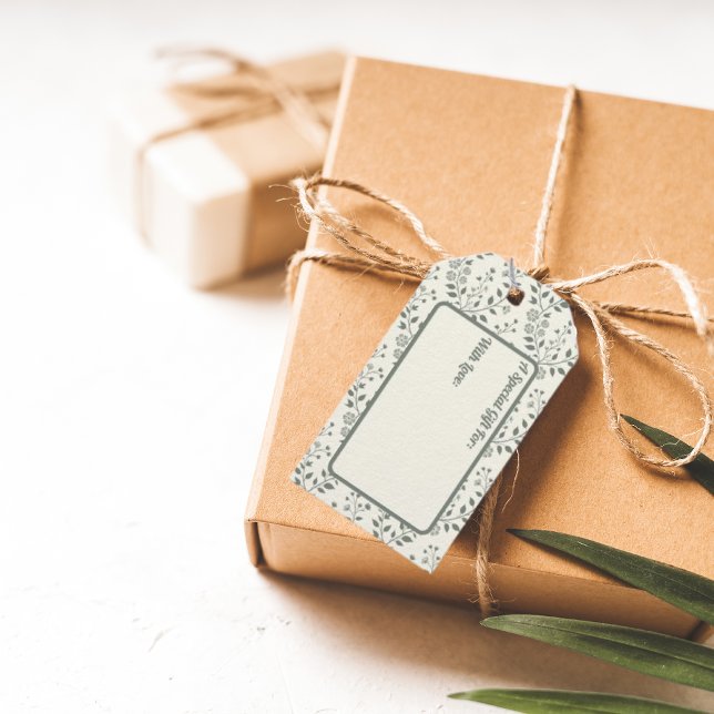 Elegant Boho Sage Cream Floral Pattern Geschenkanhänger (Von Creator hochgeladen)