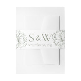 Elegant Boho Sage Grüne botanische Minimalhochzeit Einladungsbanderole