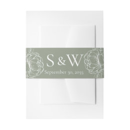 Elegant Boho Sage Grüne botanische Minimalhochzeit Einladungsbanderole