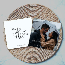 Elegant Boho Script Wedding Foto Save the Date