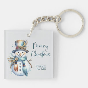 Elegant Boho Snowman Frohe Weihnachtsfeiertage Schlüsselanhänger