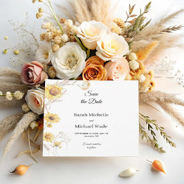 Elegant Boho Sonnenblumen Save the Date laden ein