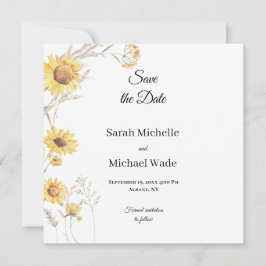 Elegant Boho Sonnenblumen Save the Date laden ein