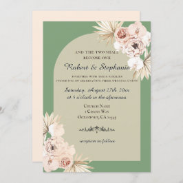 Elegant Boho Spring Peony Christlich Wedding Einladung