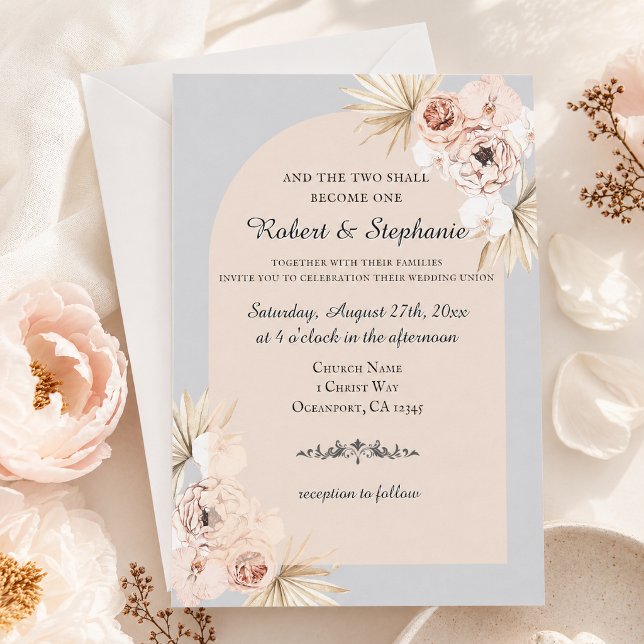Elegant Boho Spring Peony Christlich Wedding Einladung (Von Creator hochgeladen)