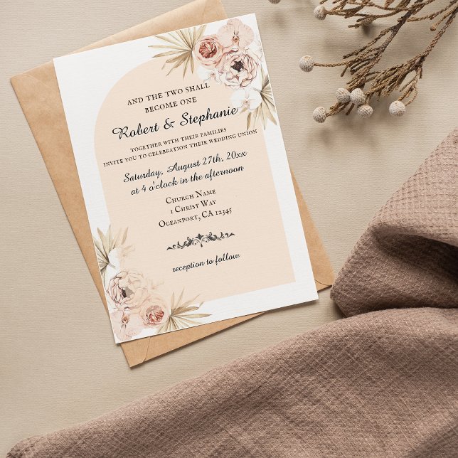 Elegant Boho Spring Peony Christlich Wedding Einladung (Elegant Boho Spring Peony Christian Wedding Invitation)
