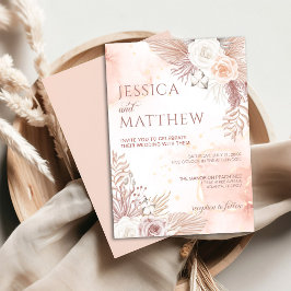 Elégant Boho Style Rose Rose Floral Invitation