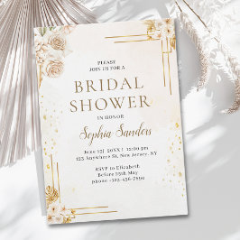 Elegant Boho Style with Beige & Yellow Flowers Einladung